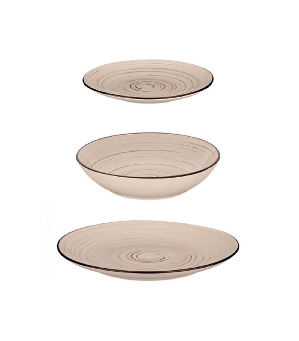 Wadiga Service De 18 Assiettes En Céramique Spirales: Plates Creuses Et à Dessert