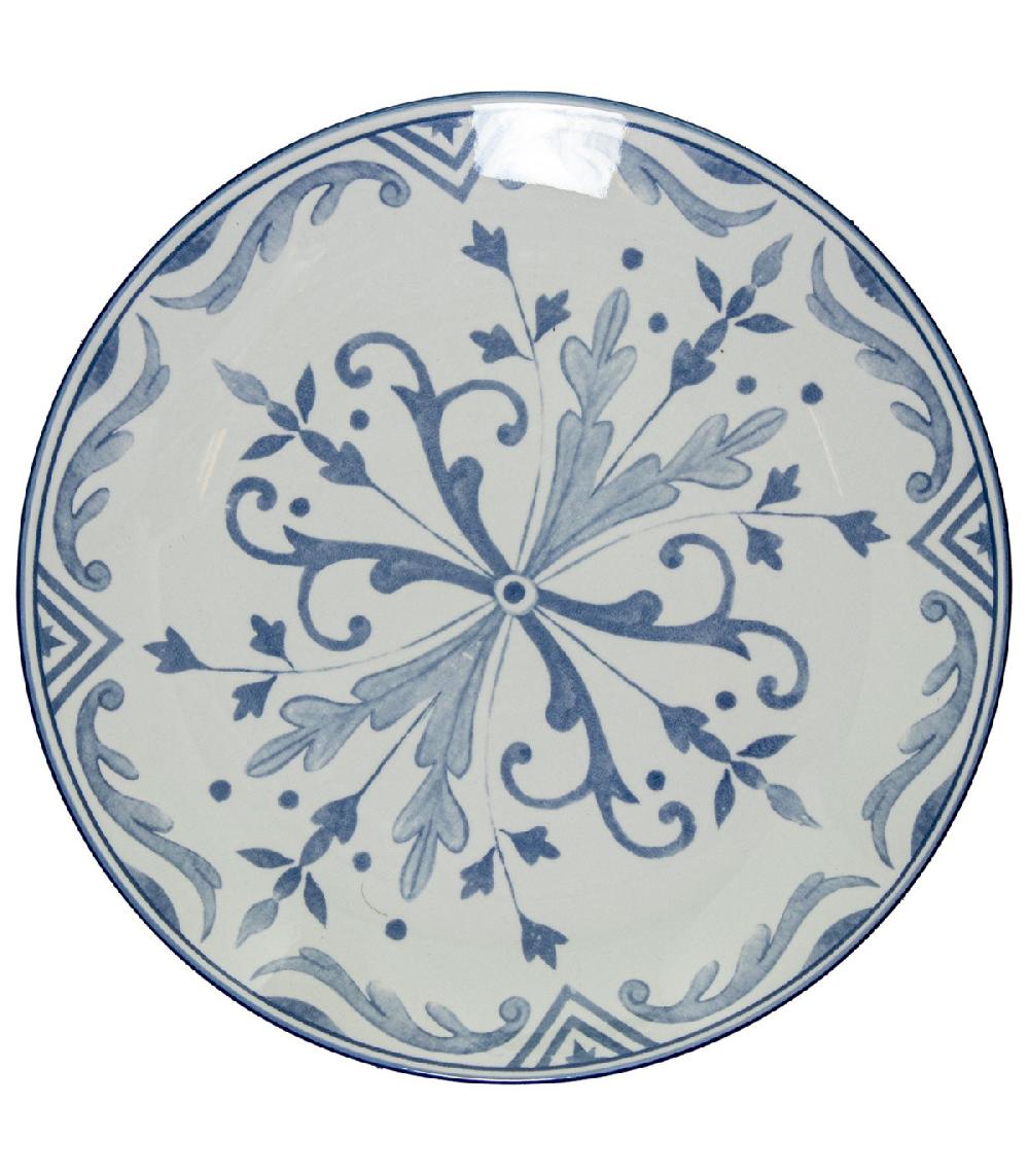 Wadiga Service De 18 Assiettes En Porcelaine Florale Bleue: Plates Creuses Et à Dessert