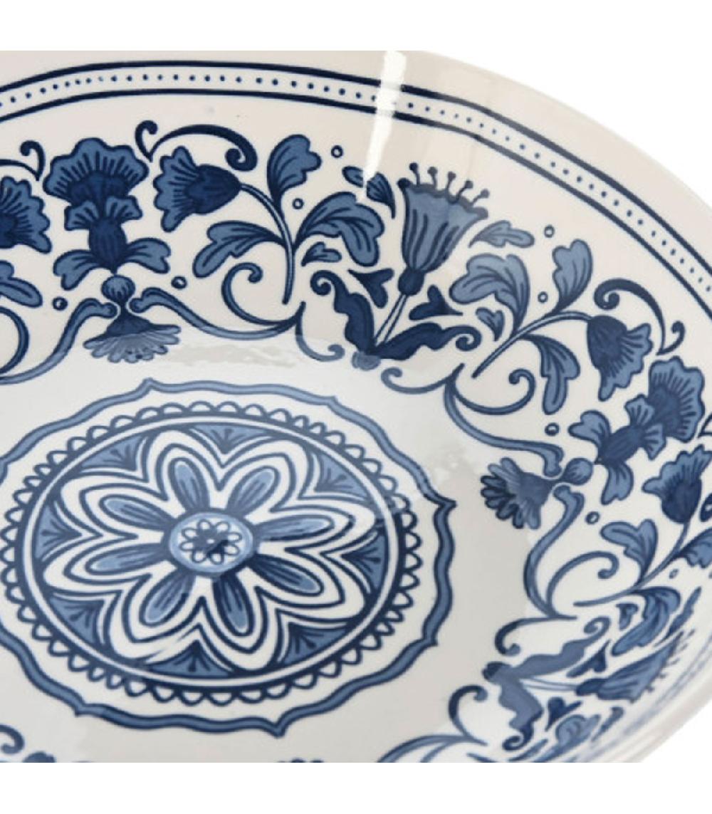 Wadiga Service De 18 Assiettes En Porcelaine Florale Bleue: Plates Creuses Et à Dessert