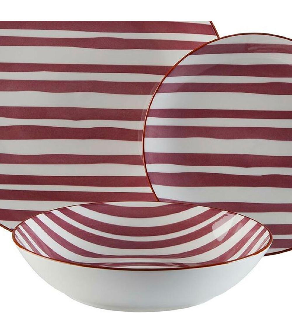 Wadiga Service De 18 Assiettes En Porcelaine : Plates Creuses Et à Dessert