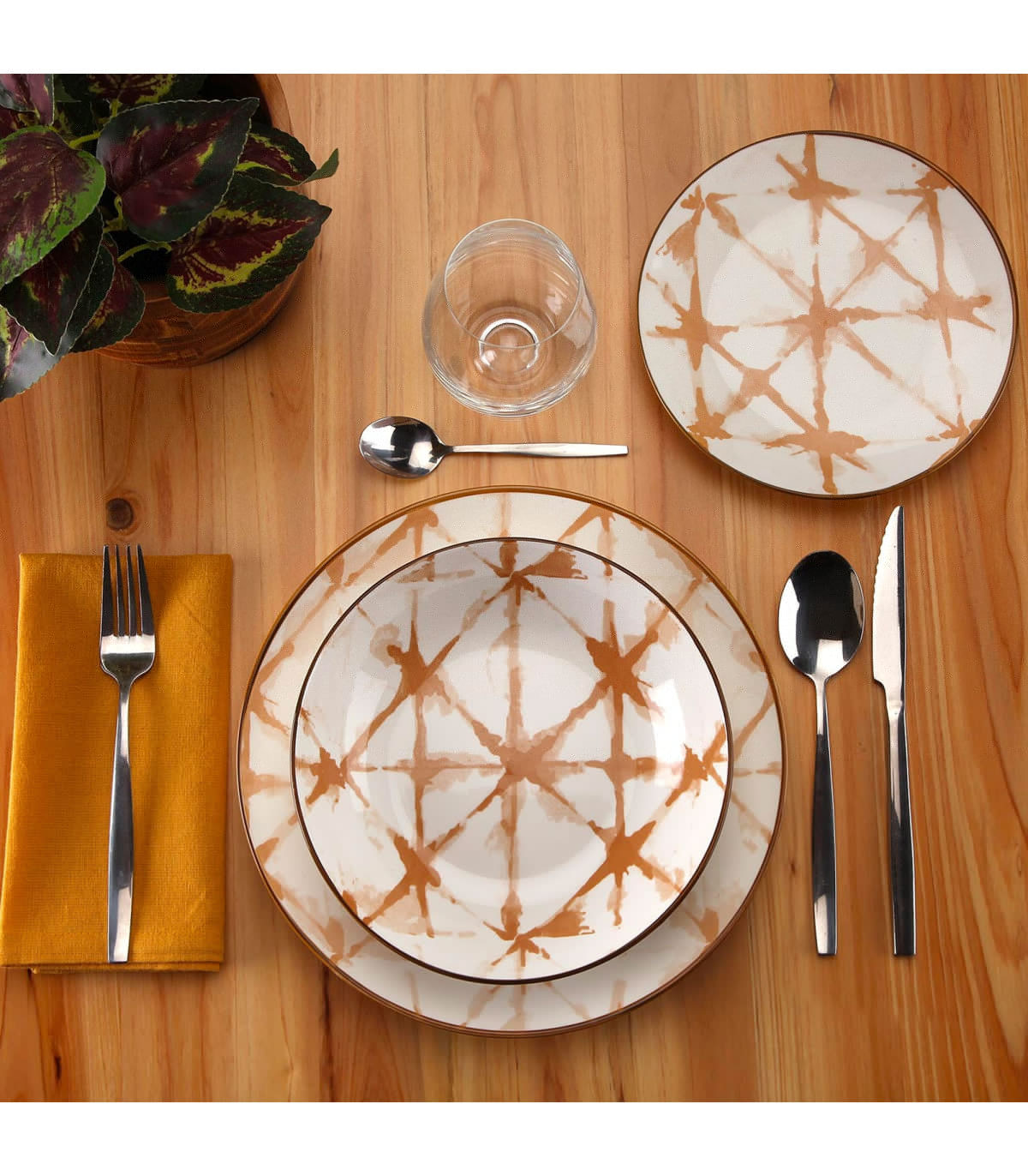 Wadiga Service De 18 Assiettes En Porcelaine Vanille : Plates Creuses Et à Dessert