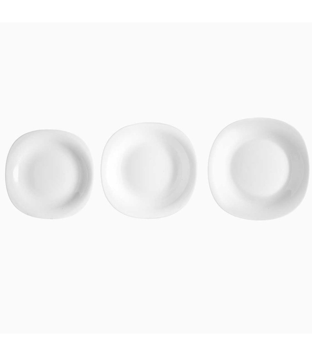 wadiga Service de 18 assiettes en verre opale blanc: plates creuses et à dessert