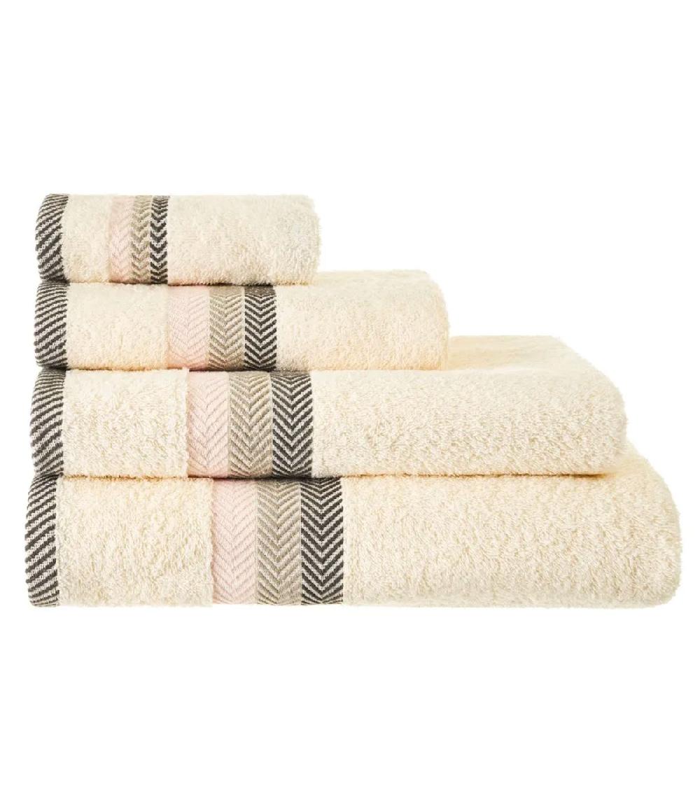 Wadiga Serviette Invité Essuie-mains Coton Blanc Crème 30x50cm