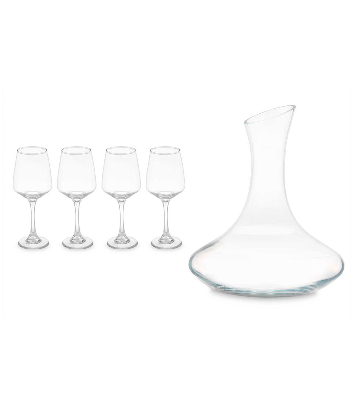wadiga Set 4 verres à vin + carafe décanteur vin en verre