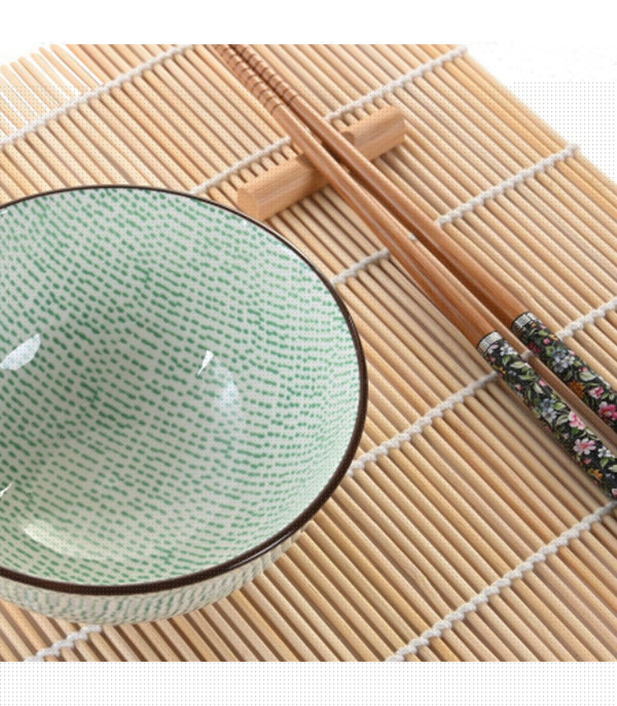 Wadiga Set à Sushi 16 Pièces Bambou Et Céramique Vert