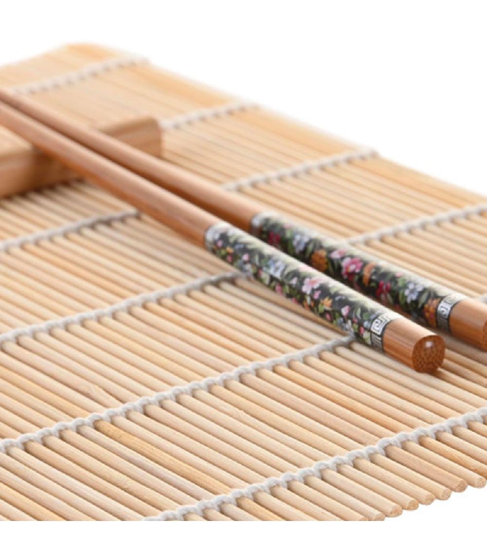 Wadiga Set à Sushi 16 Pièces Bambou Et Céramique Vert