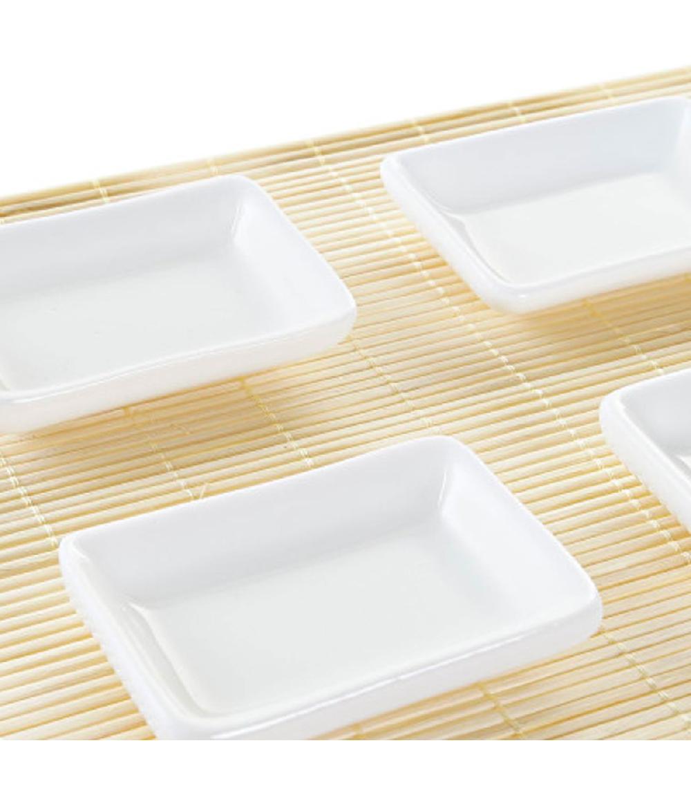 Wadiga Set à Sushi 9 Pièces Bambou Et Céramique Blanche