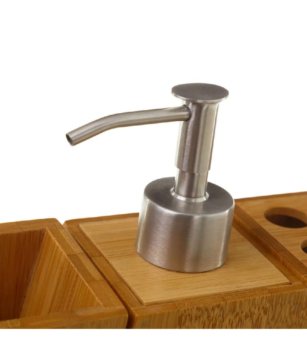 Wadiga Set Bambou Salle De Bain Distributeur Savon Porte Brosse à Dents Gobelet Rangement