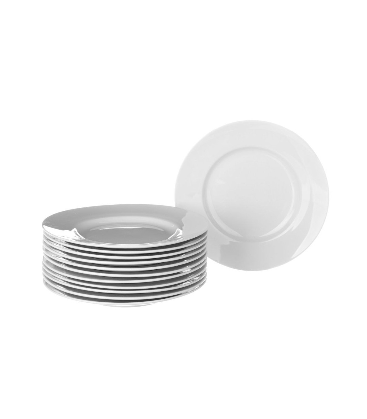 wadiga Set de 12 Assiettes Plates en Porcelaine Blanche - 26.7cm