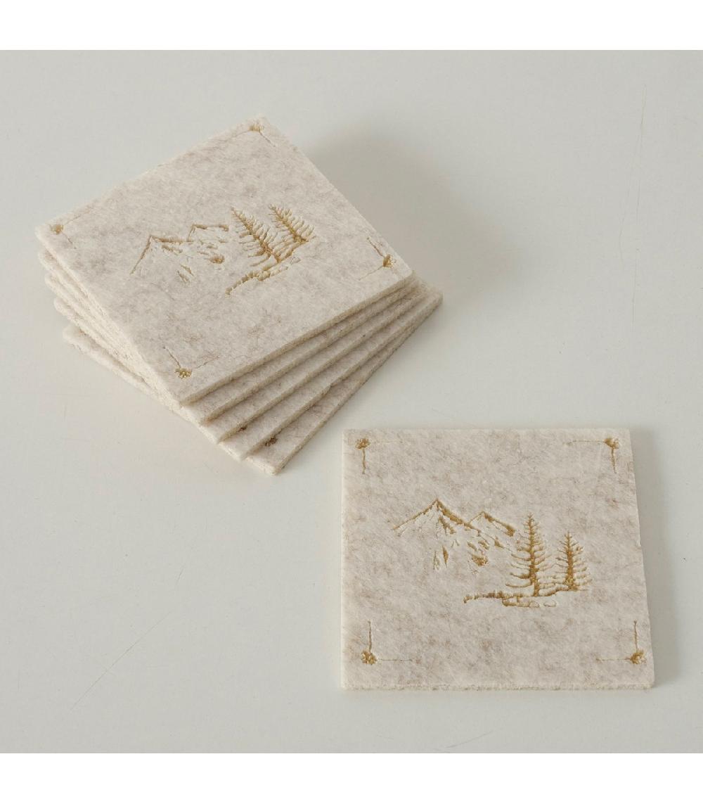 Wadiga Set De 12 Dessous De Verre En Feutre Montagne 10x10cm