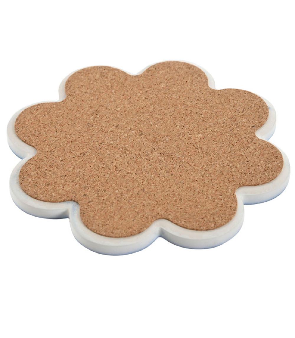 Wadiga Set De 12 Dessous De Verres En Dolomite Bleu Et Blanc 11.5x11.5x0.7cm