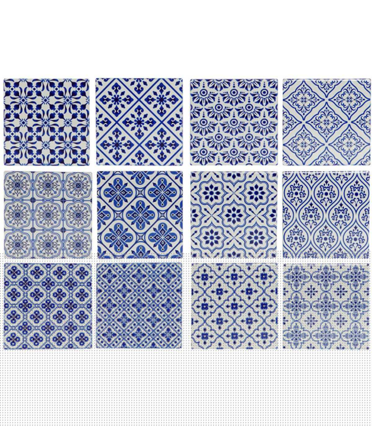 wadiga Set de 12 dessous de verres en dolomite bleu et blanc 11x11x0.7cm