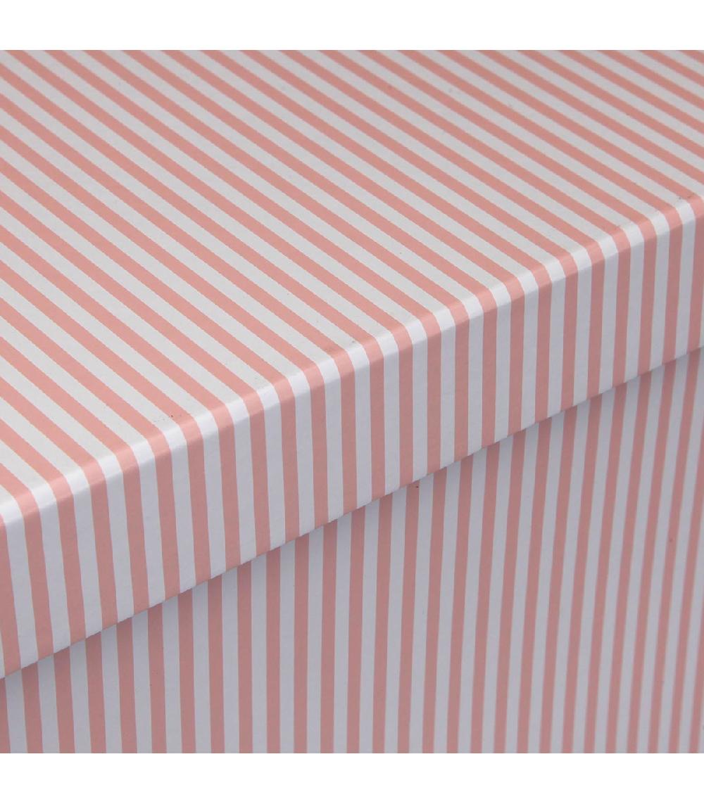 Wadiga Set De 15 Boîtes De Rangement Rayées Blanc Et Rose