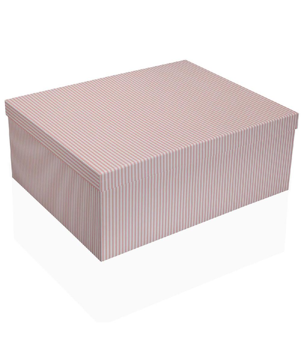 Wadiga Set De 15 Boîtes De Rangement Rayées Blanc Et Rose