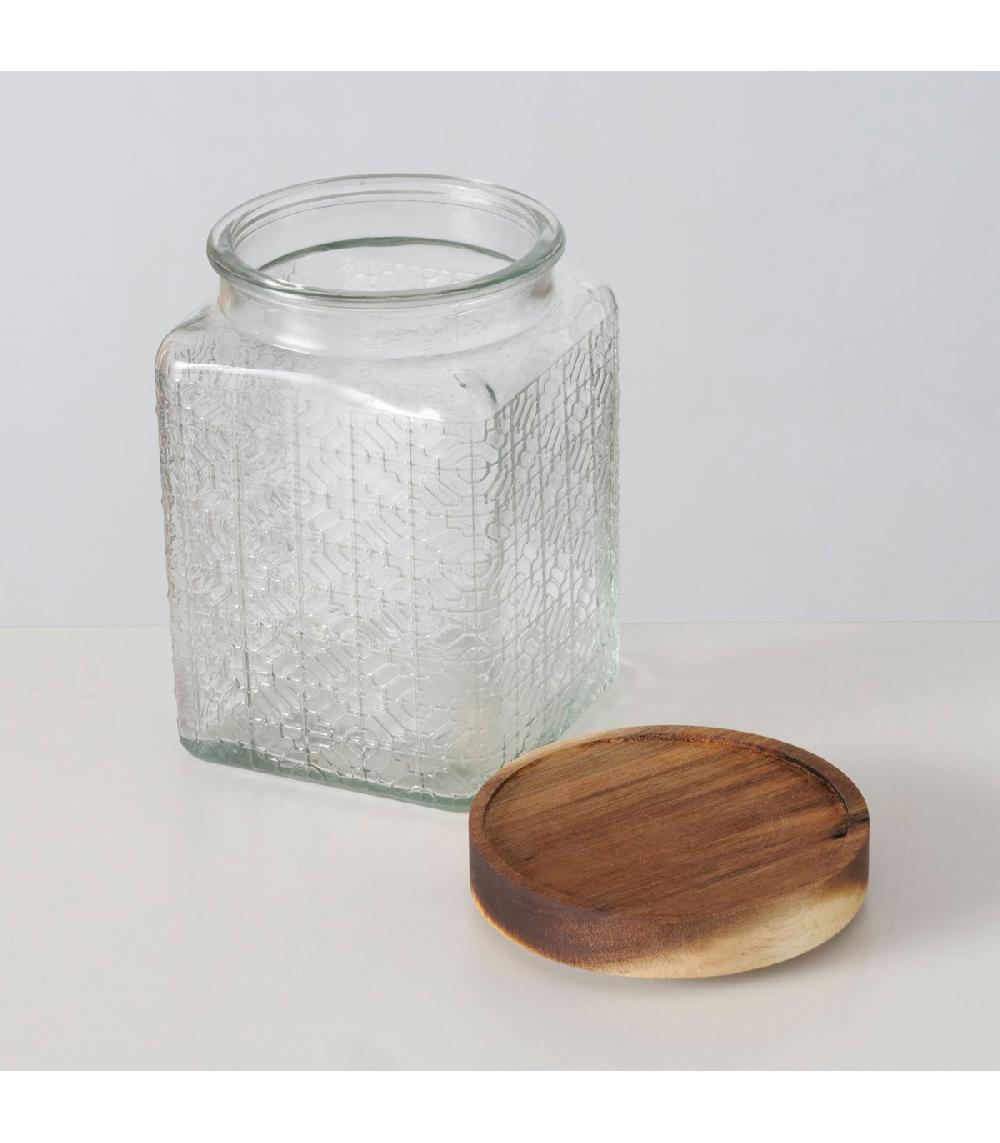 Wadiga Set De 2 Bocaux Cuisine En Verre Avec Bouchon Bois 800ML
