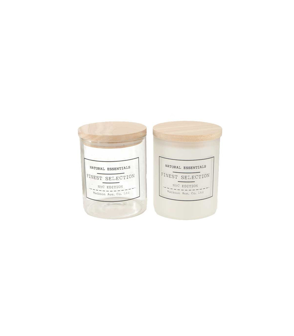 wadiga Set de 2 Bocaux Cuisine en Verre avec Bouchon Chêne Esprit Apothicaire