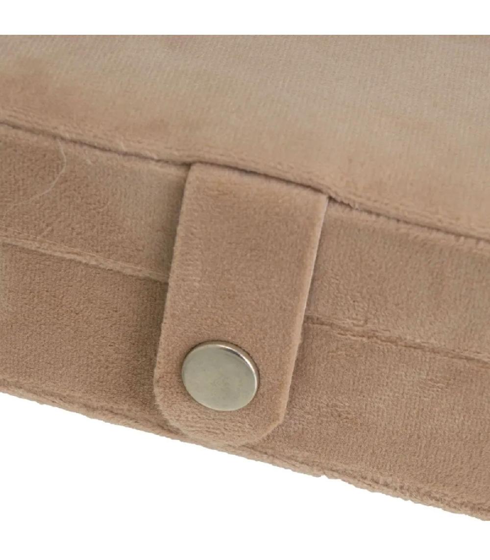Wadiga Set De 2 Boîtes à Bijoux De Voyage Velours Beige Et Gris 16x11x5cm