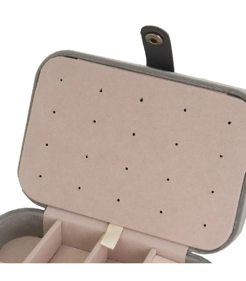 Wadiga Set De 2 Boîtes à Bijoux De Voyage Velours Beige Et Gris 16x11x5cm