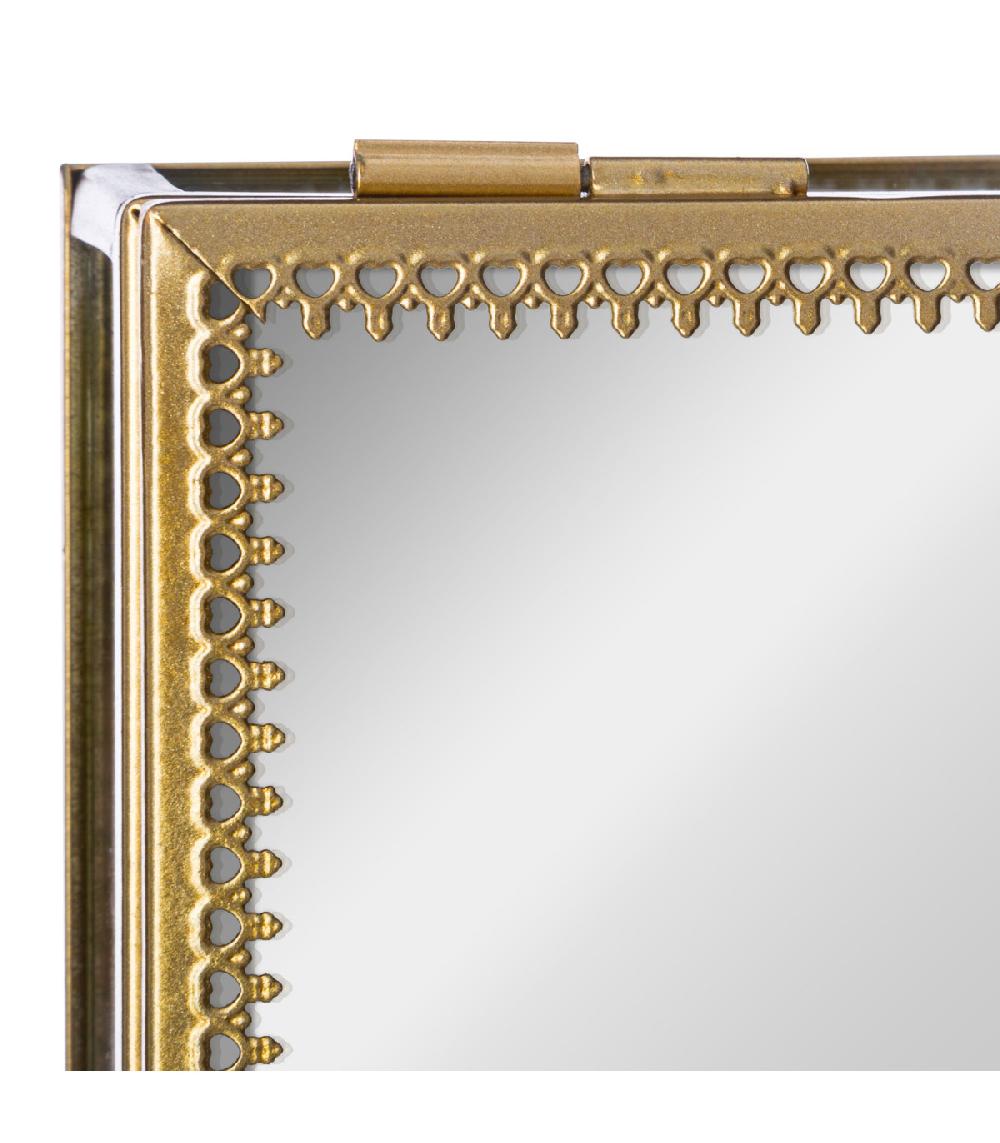 Wadiga Set De 2 Boîtes à Bijoux En Métal Doré Et Verre 18.5x18.2x5.6cm