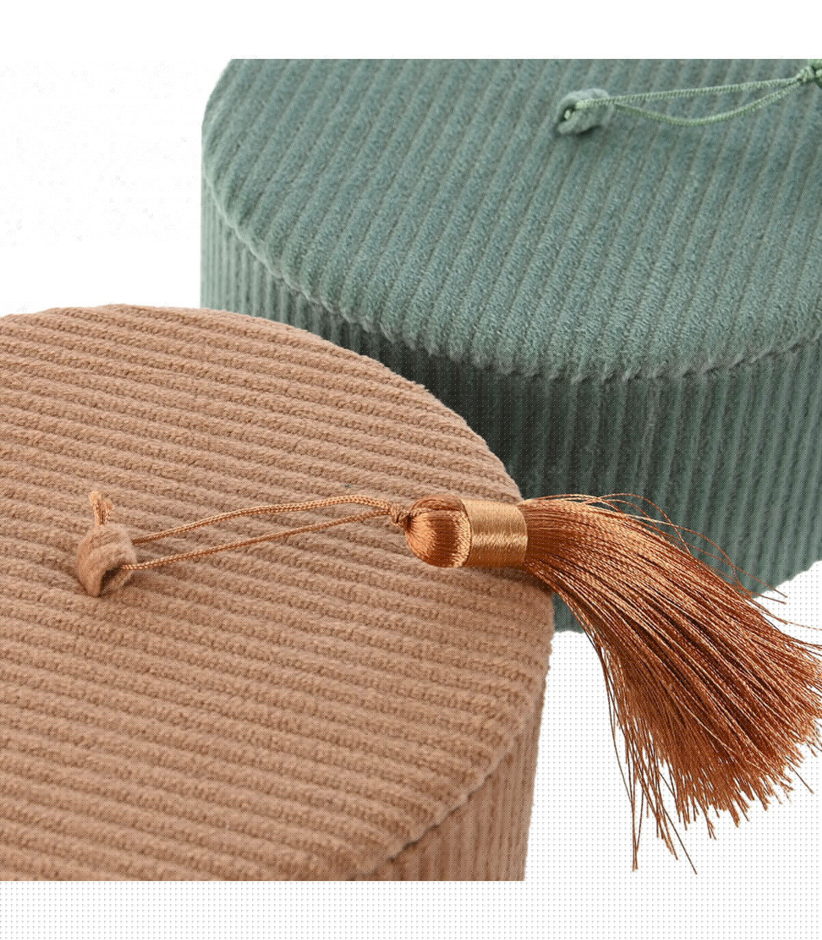 Wadiga Set De 2 Boîtes à Bijoux Rondes Velours Côtelé 13x13x6.5cm