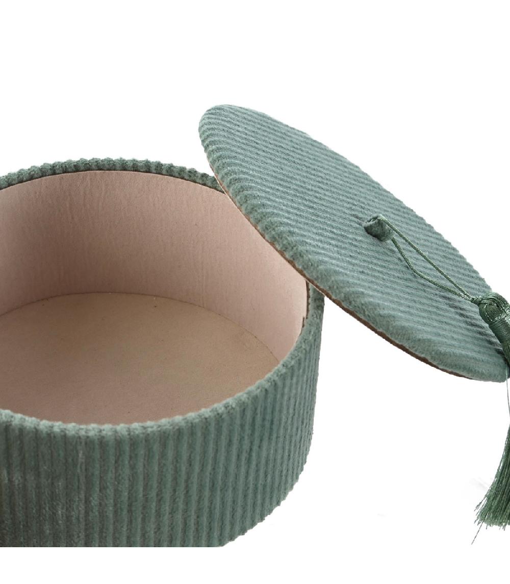 Wadiga Set De 2 Boîtes à Bijoux Rondes Velours Côtelé 13x13x6.5cm