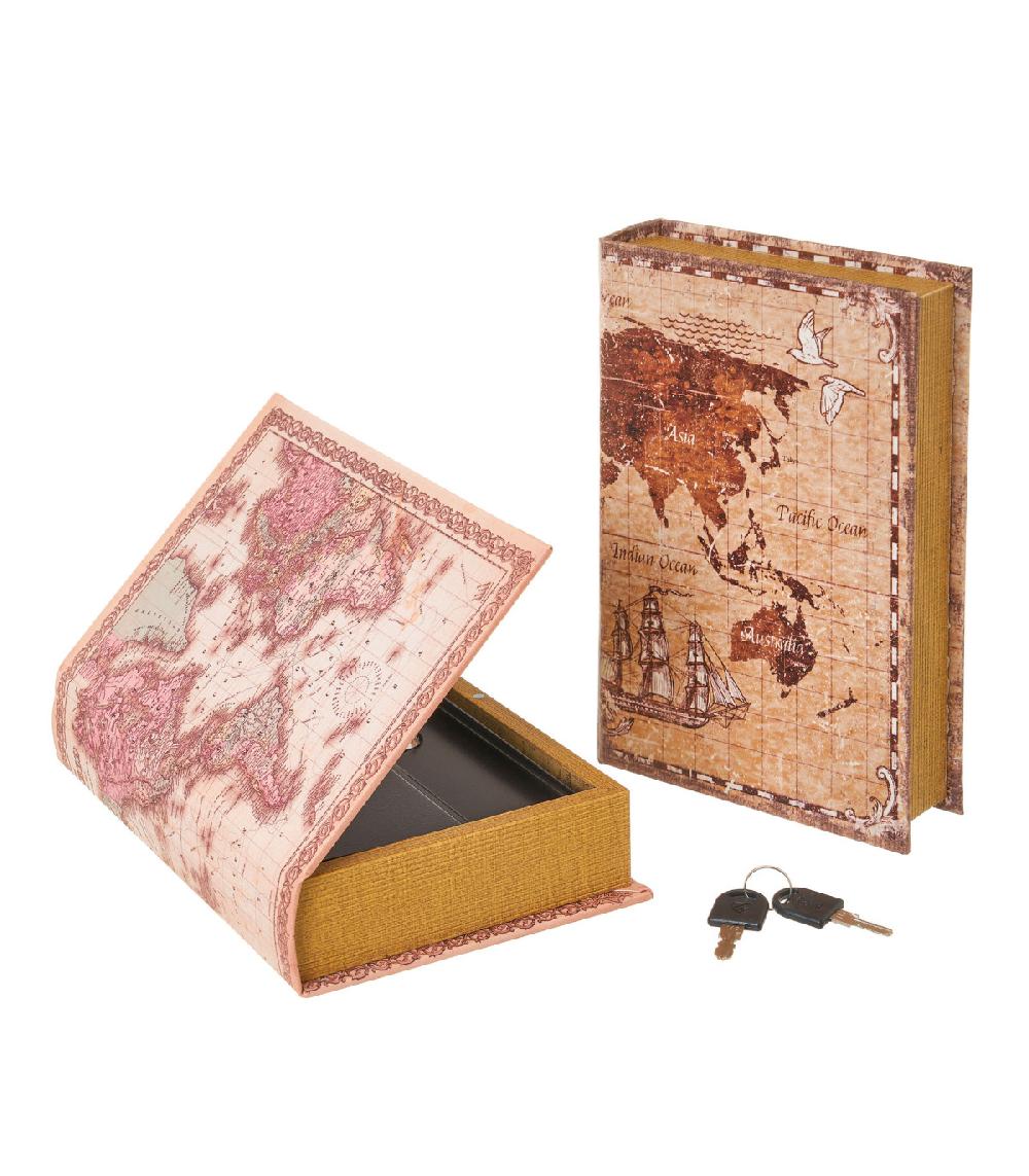 wadiga Set de 2 boîtes de rangement secrètes livres cartes