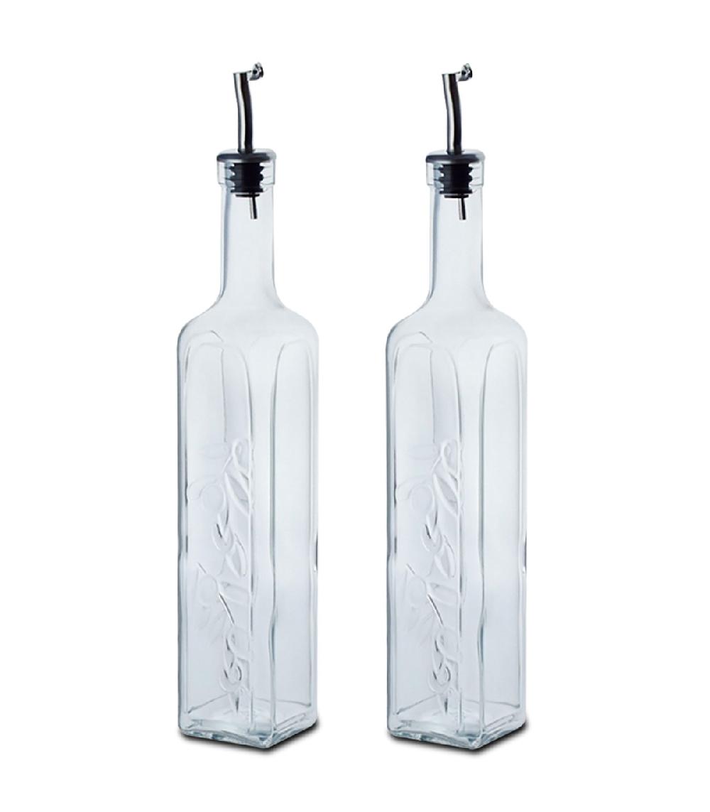 wadiga Set de 2 bouteilles en verre pour huile et vinaigre - 500cc