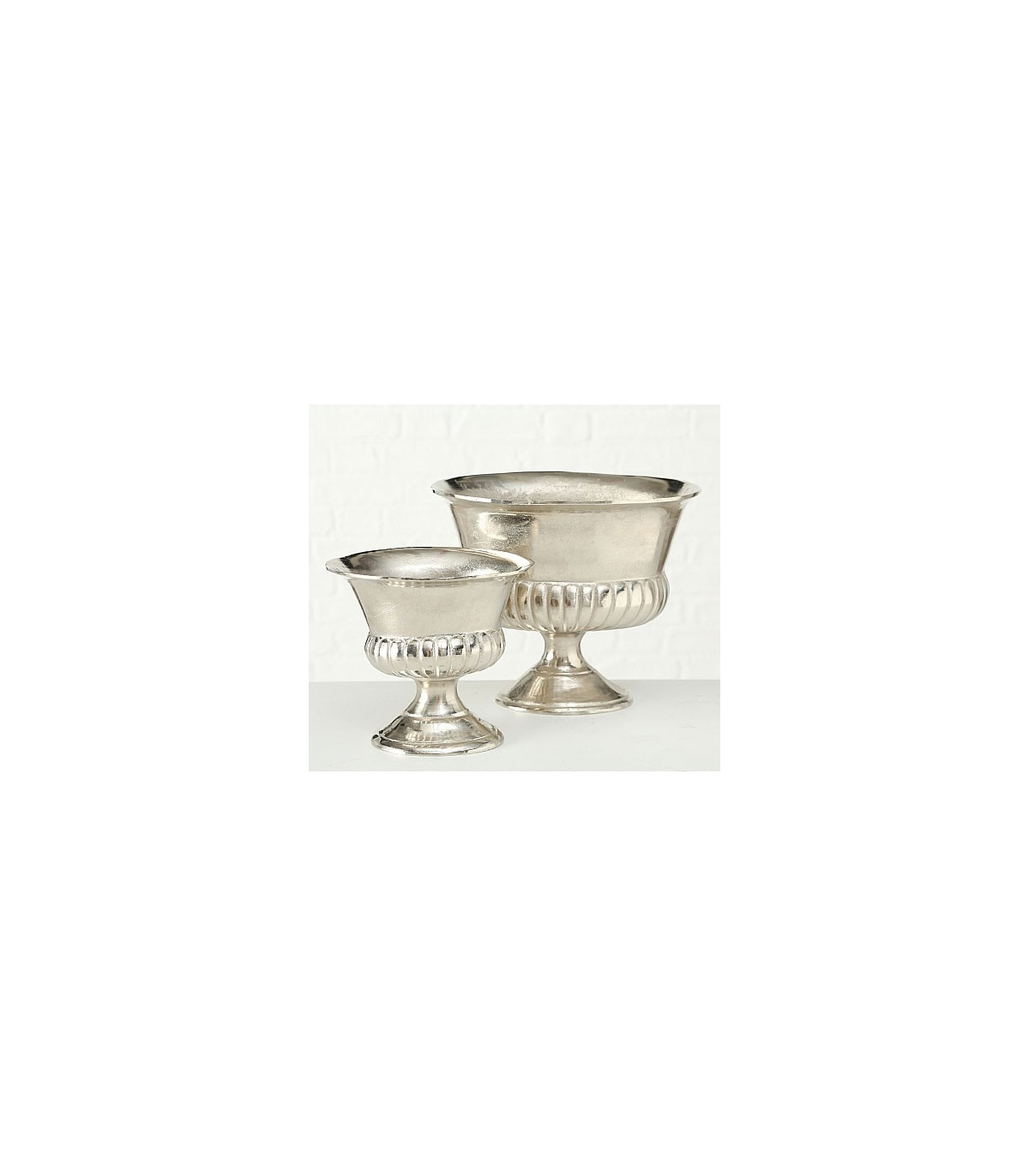 Wadiga Set De 2 Cache-pots Classiques Vasques Aluminium Argenté