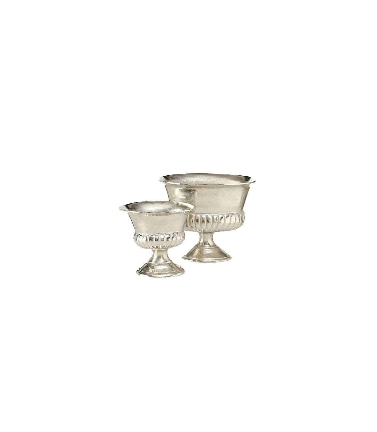 wadiga Set de 2 Cache-pots Classiques Vasques Aluminium Argenté