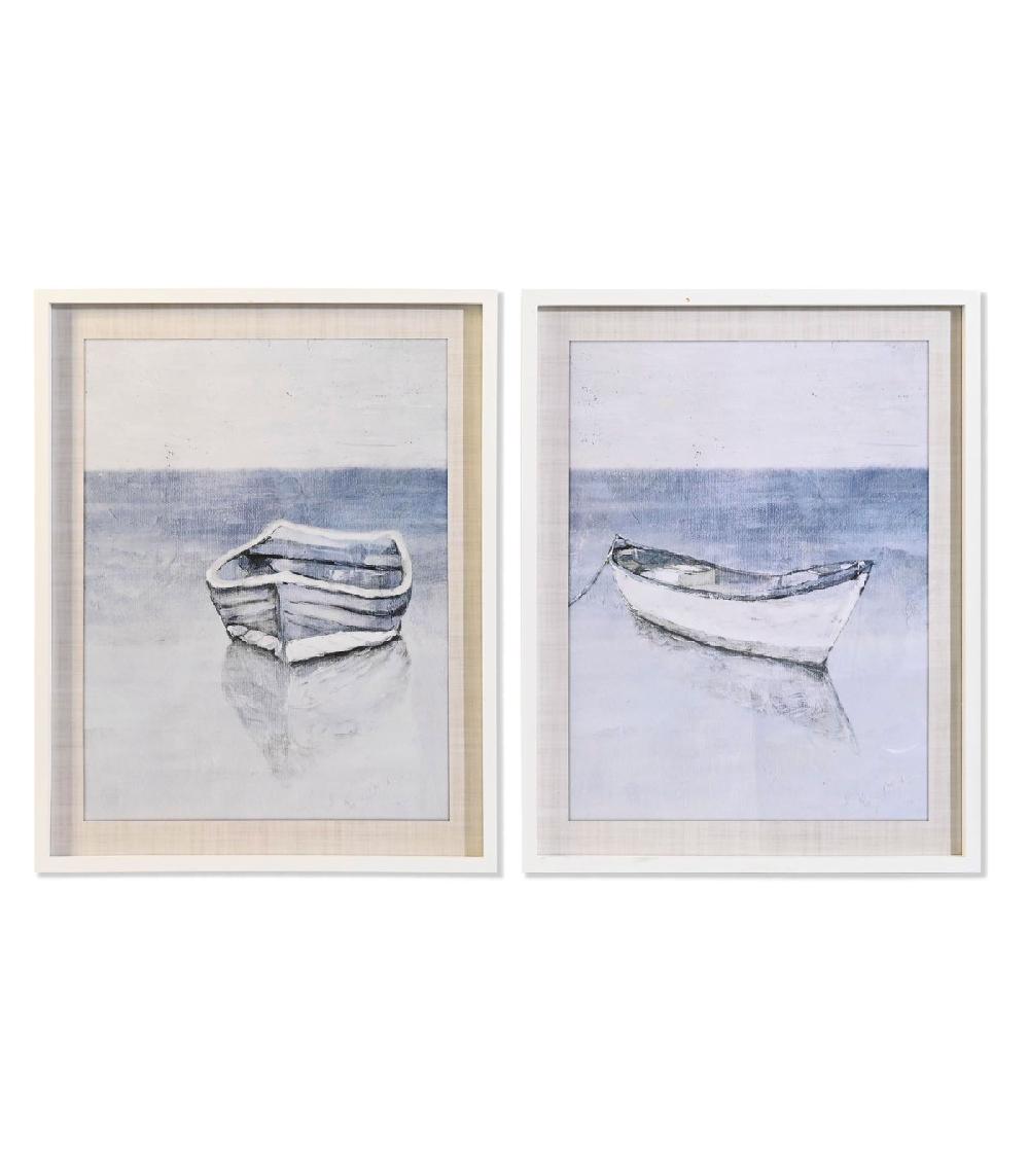 wadiga Set de 2 cadres décoratifs barques 55x2.5x70cm