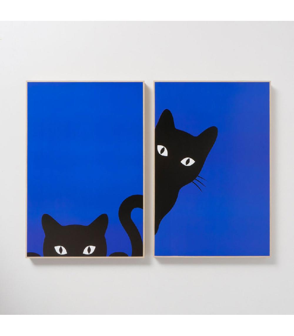 Wadiga Set De 2 Cadres Décoratifs Bois Chats 40x3x60cm