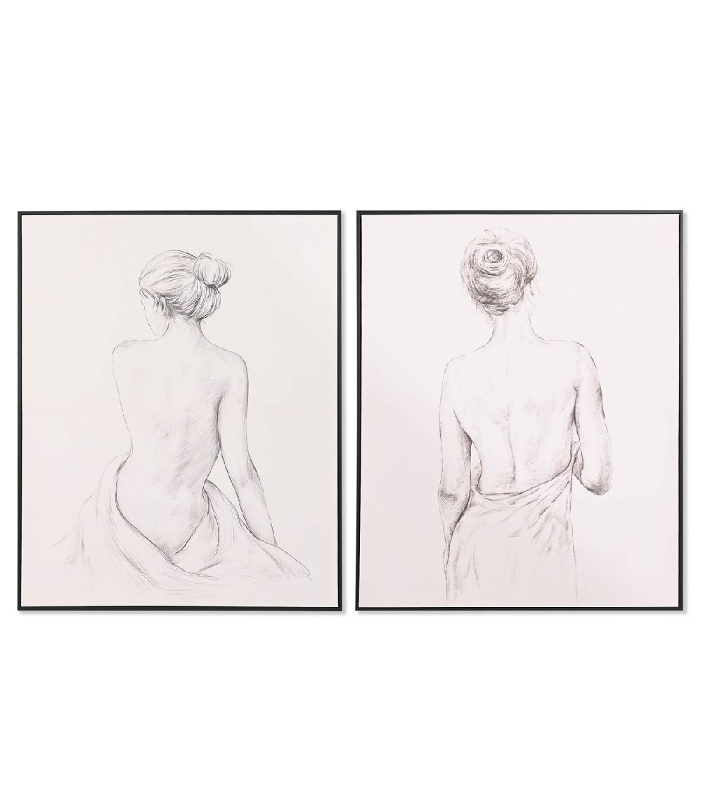 wadiga Set de 2 cadres décoratifs croquis femmes 82.3x4.5x102.3cm