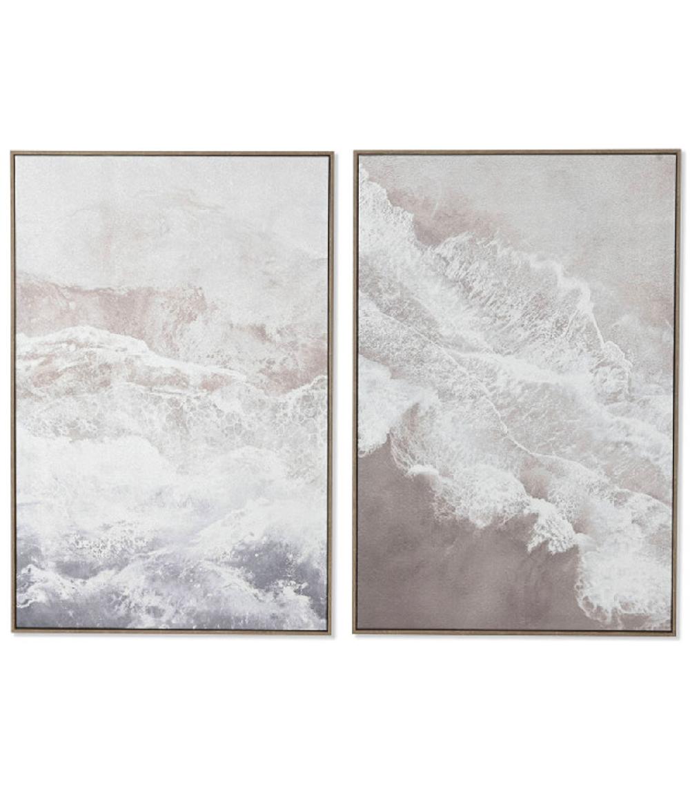 wadiga Set de 2 cadres décoratifs mer vagues 60x3x90cm