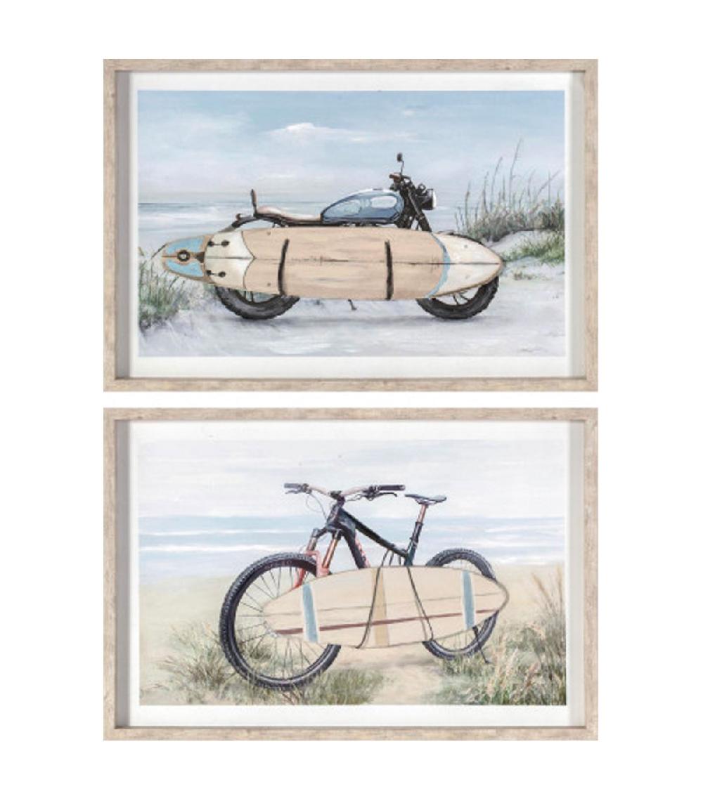 wadiga Set de 2 cadres décoratifs surfs effet bois 62x3x42cm