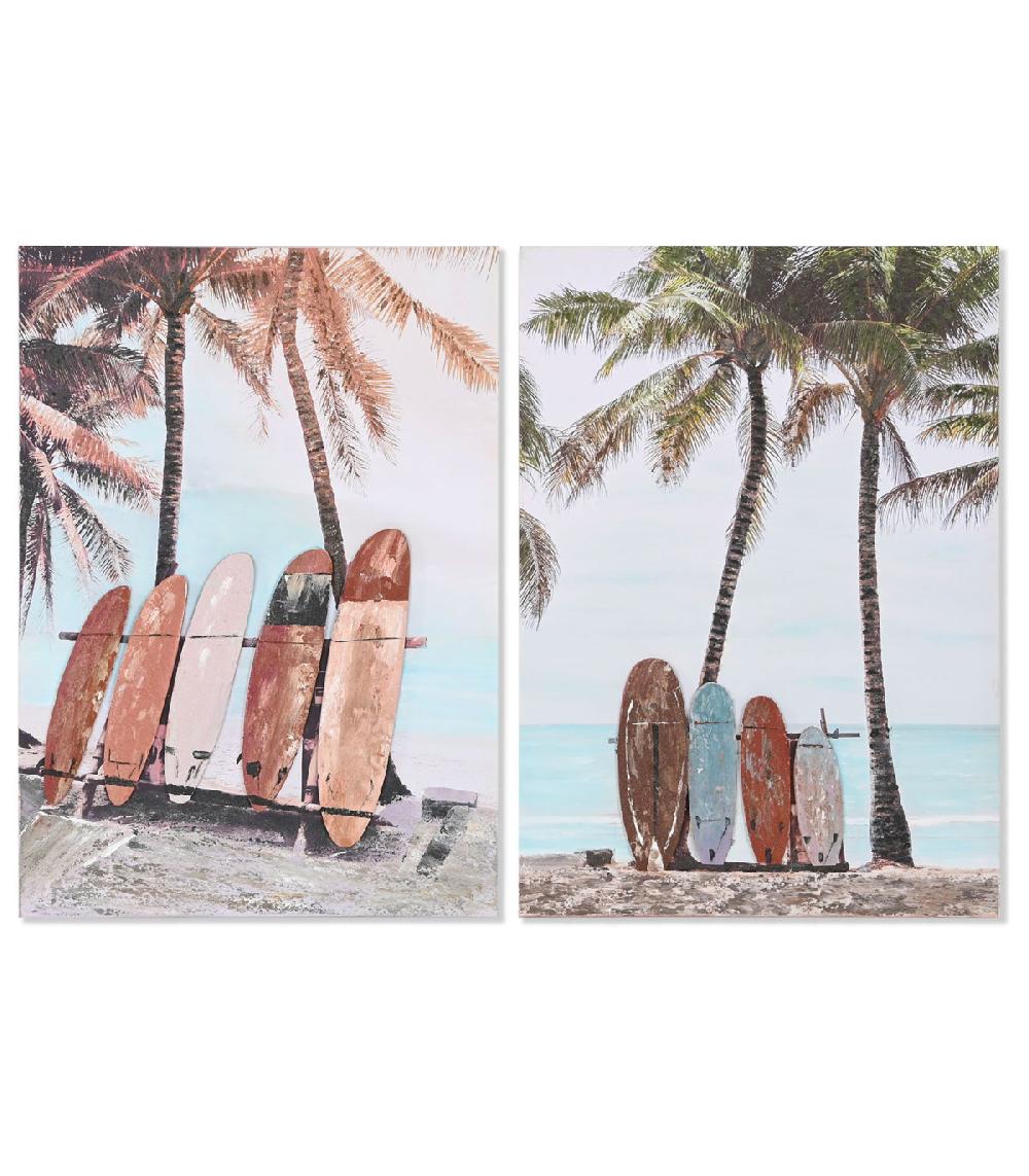 wadiga Set de 2 cadres décoratifs toiles surf 50x3.5x70cm