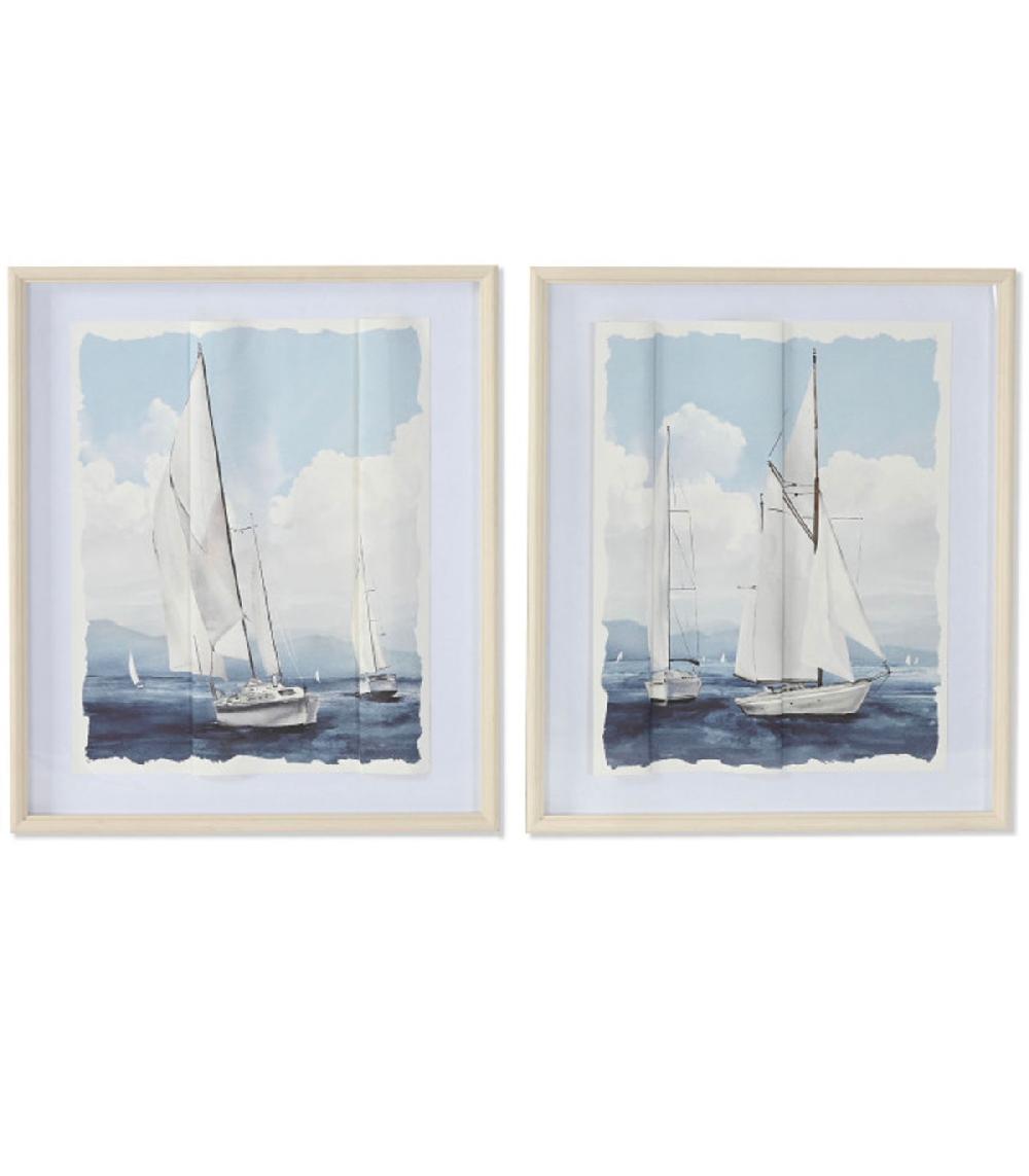 wadiga Set de 2 cadres décoratifs voiliers 50x4x60cm