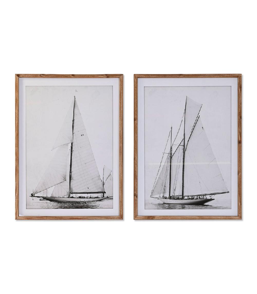 wadiga Set de 2 cadres décoratifs voiliers 60x2.5x80cm