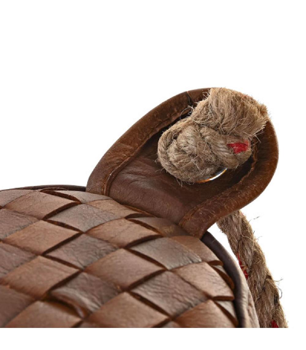 Wadiga Set De 2 Cale-portes En Cuir Marron Avec Corde 20x20x20cm