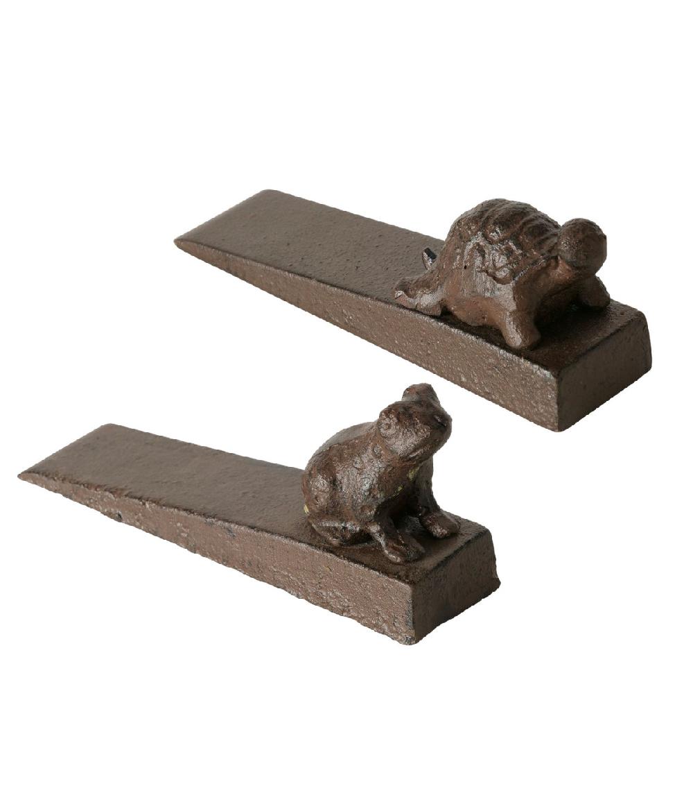wadiga Set de 2 cale-portes en fonte tortue et grenouille
