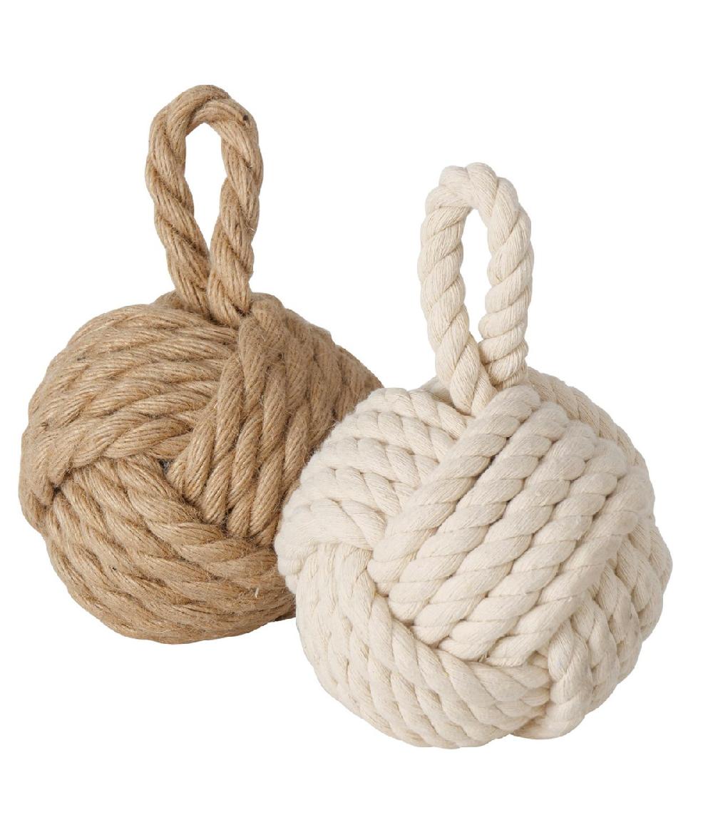 wadiga Set de 2 cale-portes noeuds corde beige et marron