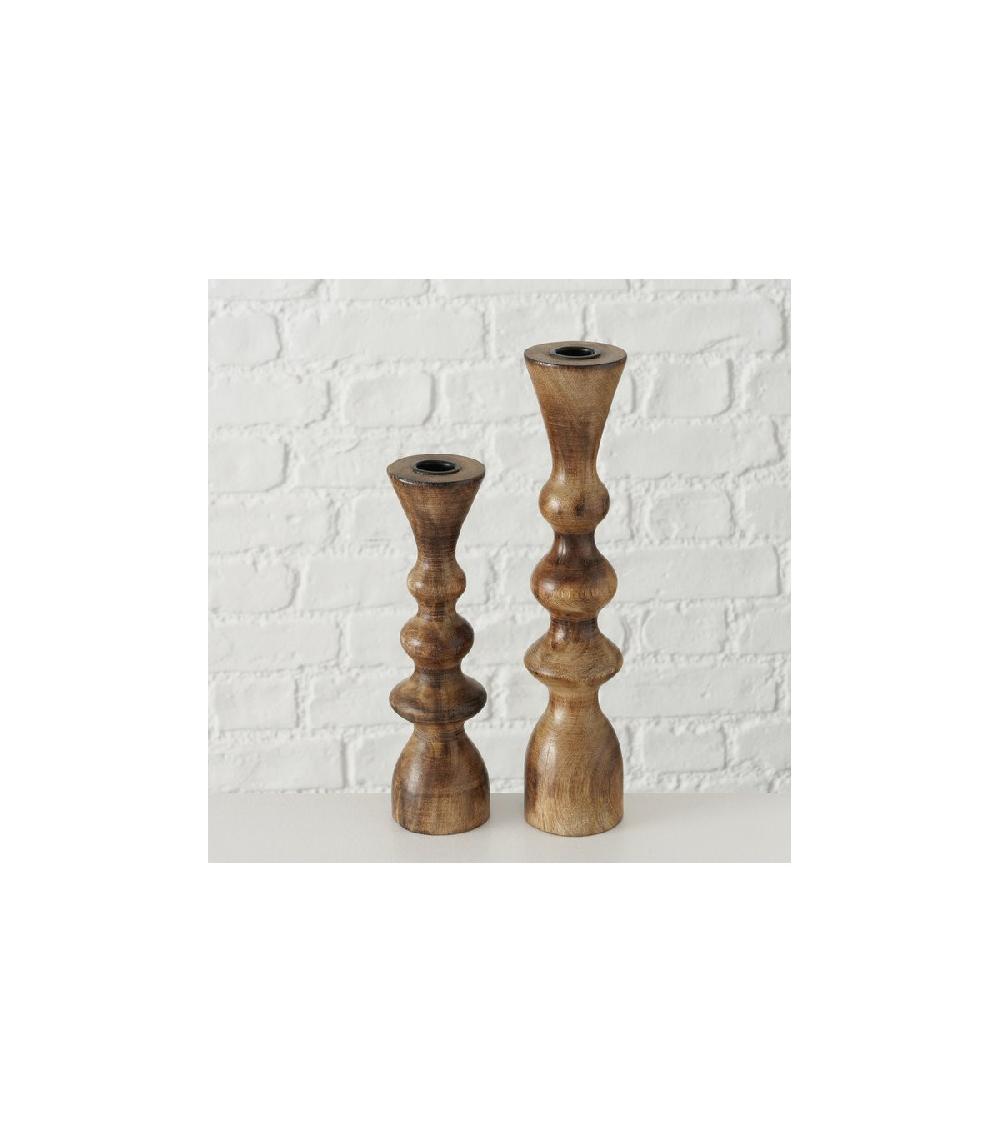 Wadiga Set De 2 Chandeliers En Bois De Mangue - 23cm Et 30cm