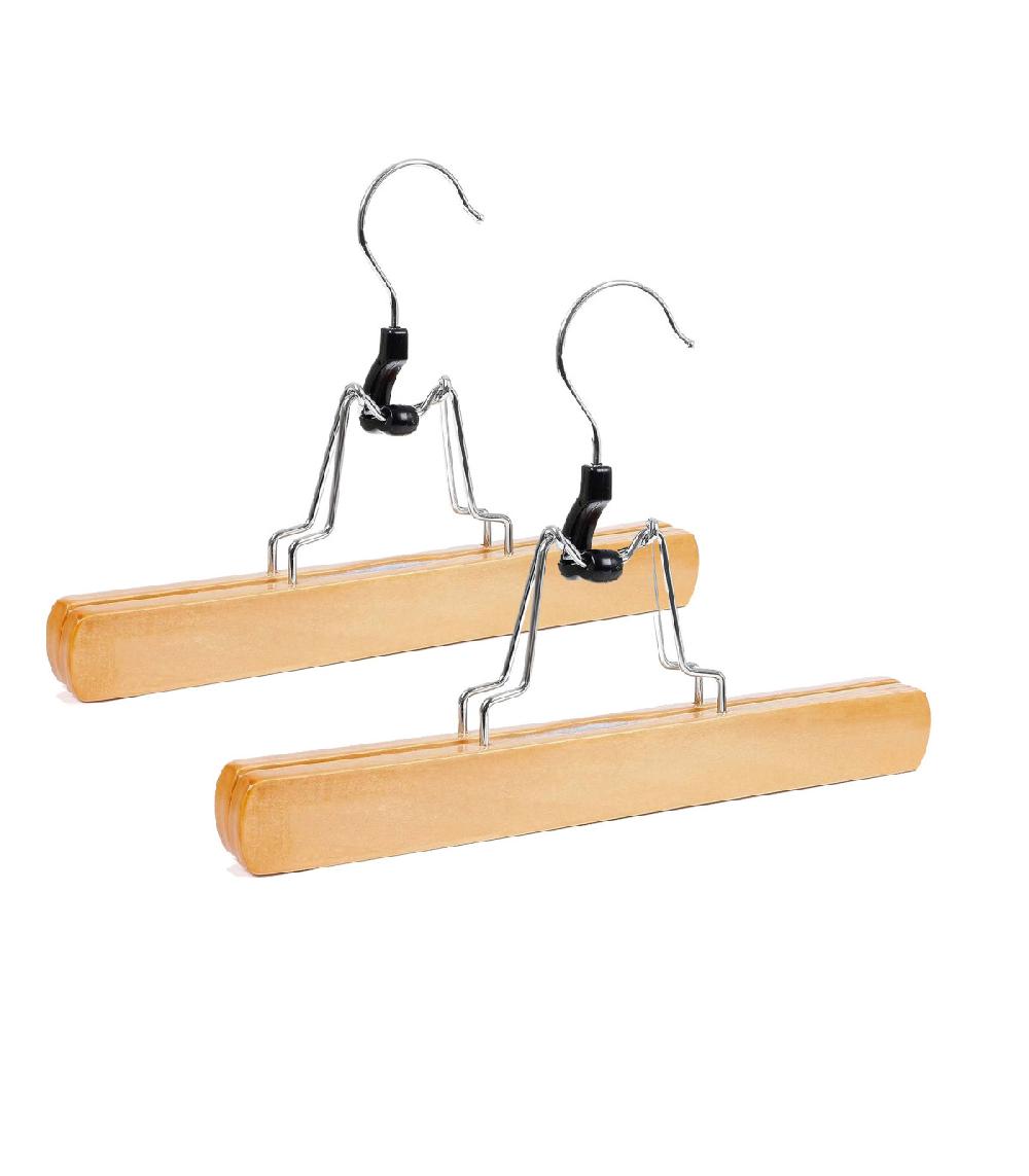 wadiga Set de 2 cintres à pince classique en bois pour jupe