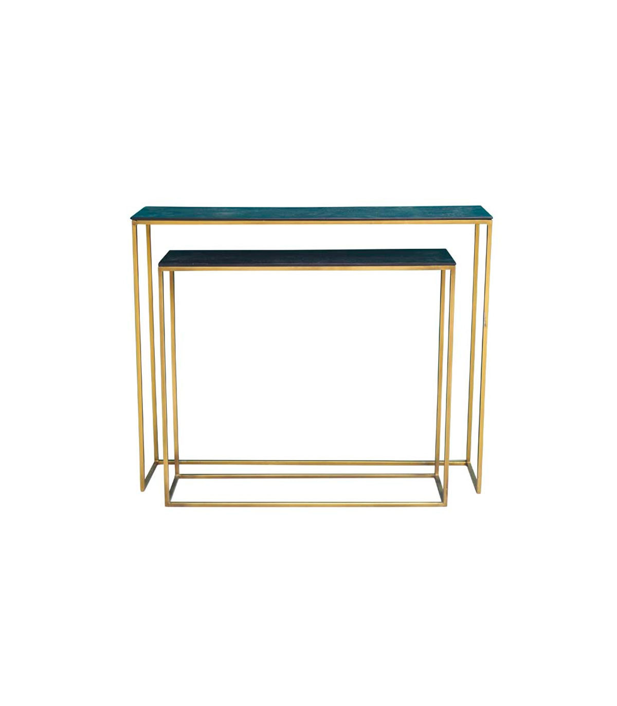 wadiga Set de 2 Consoles en Métal doré et Bois Manguier Noir
