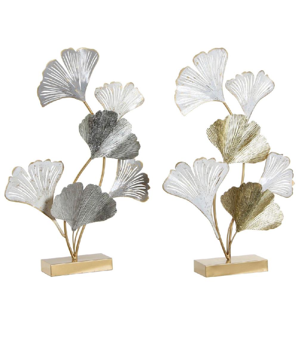 wadiga Set de 2 décorations à poser en métal gingko