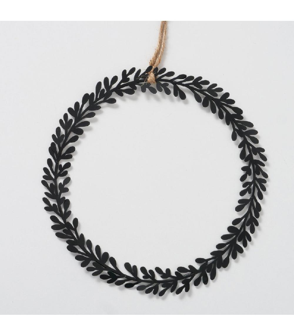 Wadiga Set De 2 Décorations à Suspendre En Métal Noir Feuillage 20-25cm