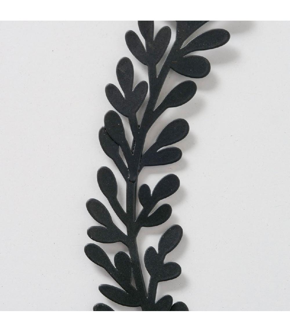 Wadiga Set De 2 Décorations à Suspendre En Métal Noir Feuillage 20-25cm