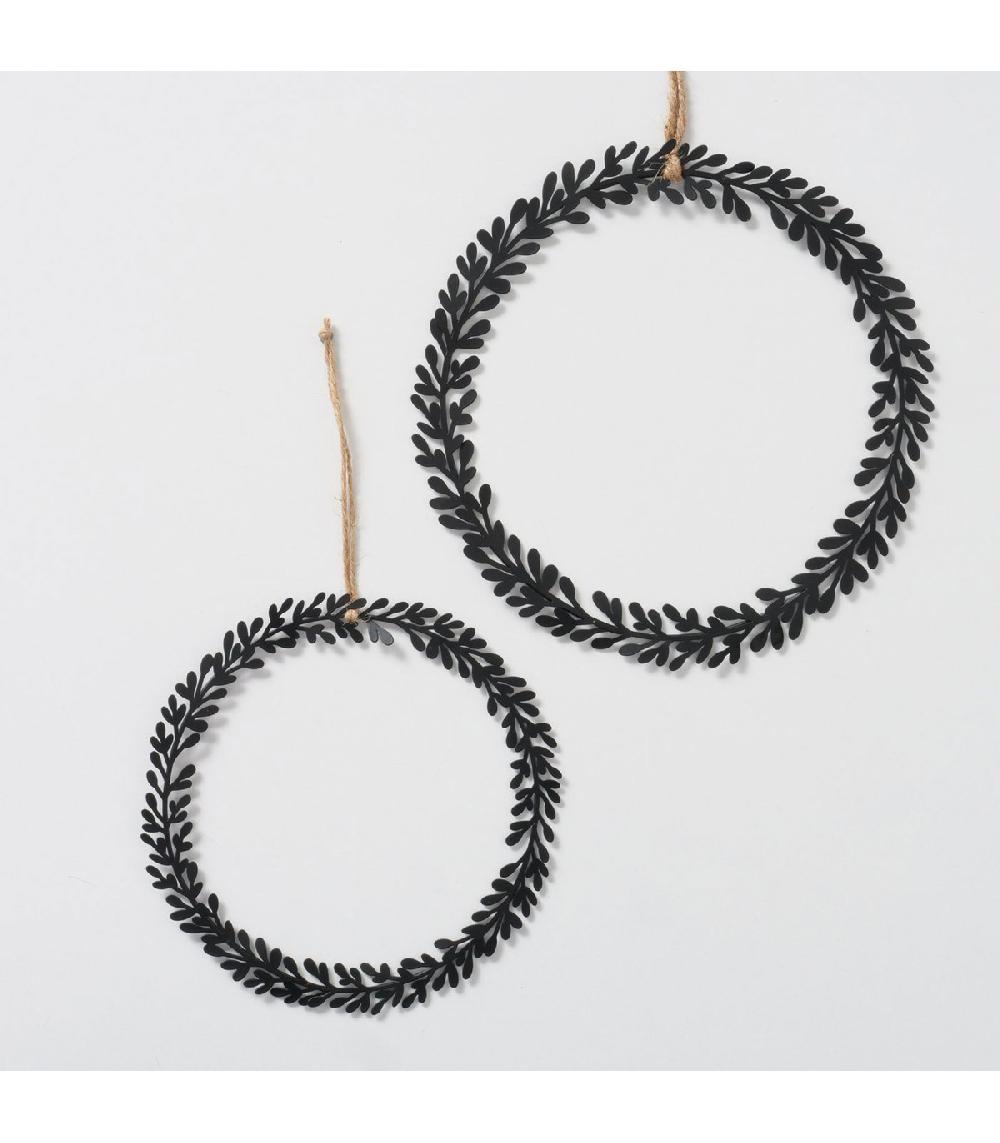 Wadiga Set De 2 Décorations à Suspendre En Métal Noir Feuillage 20-25cm