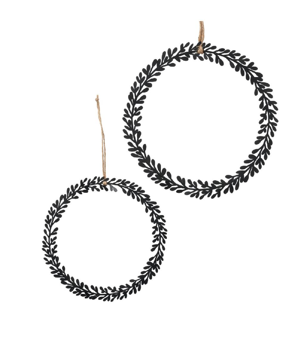 wadiga Set de 2 décorations à suspendre en métal noir feuillage 20-25cm