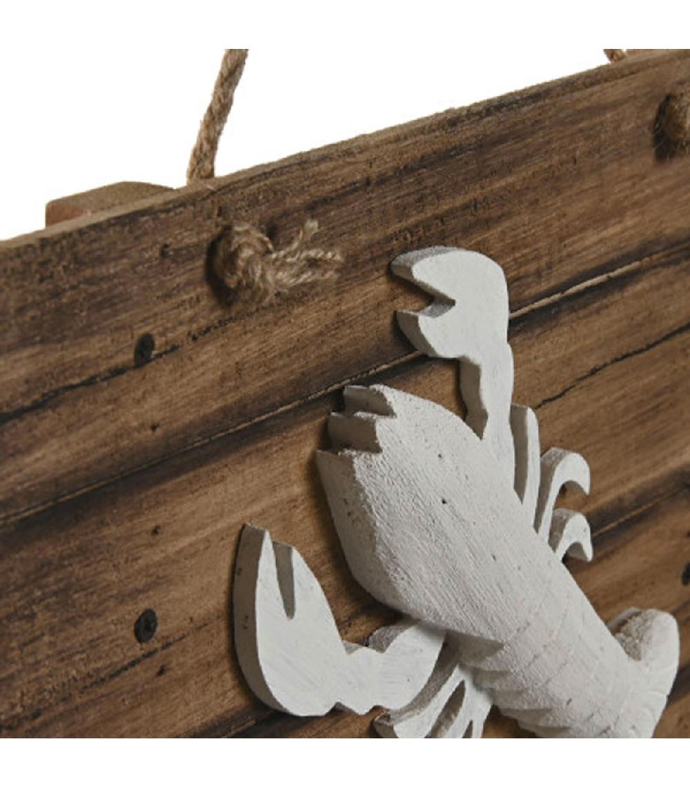 Wadiga Set De 2 Décorations Murales En Bois écrevisse Et Crabe 30x3.5x22cm