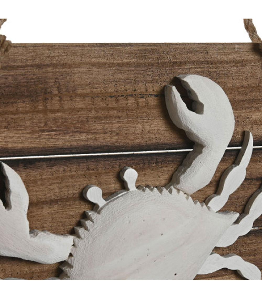 Wadiga Set De 2 Décorations Murales En Bois écrevisse Et Crabe 30x3.5x22cm